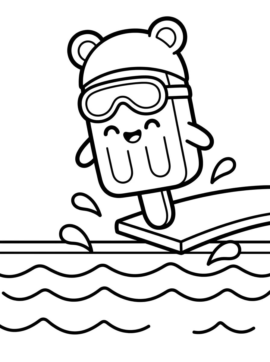 Happy Popsicle Taking a Dip in the Pool para colorir Desenho de Happy Popsicle Taking a Dip in the Pool para colorir e imprimir grátis
