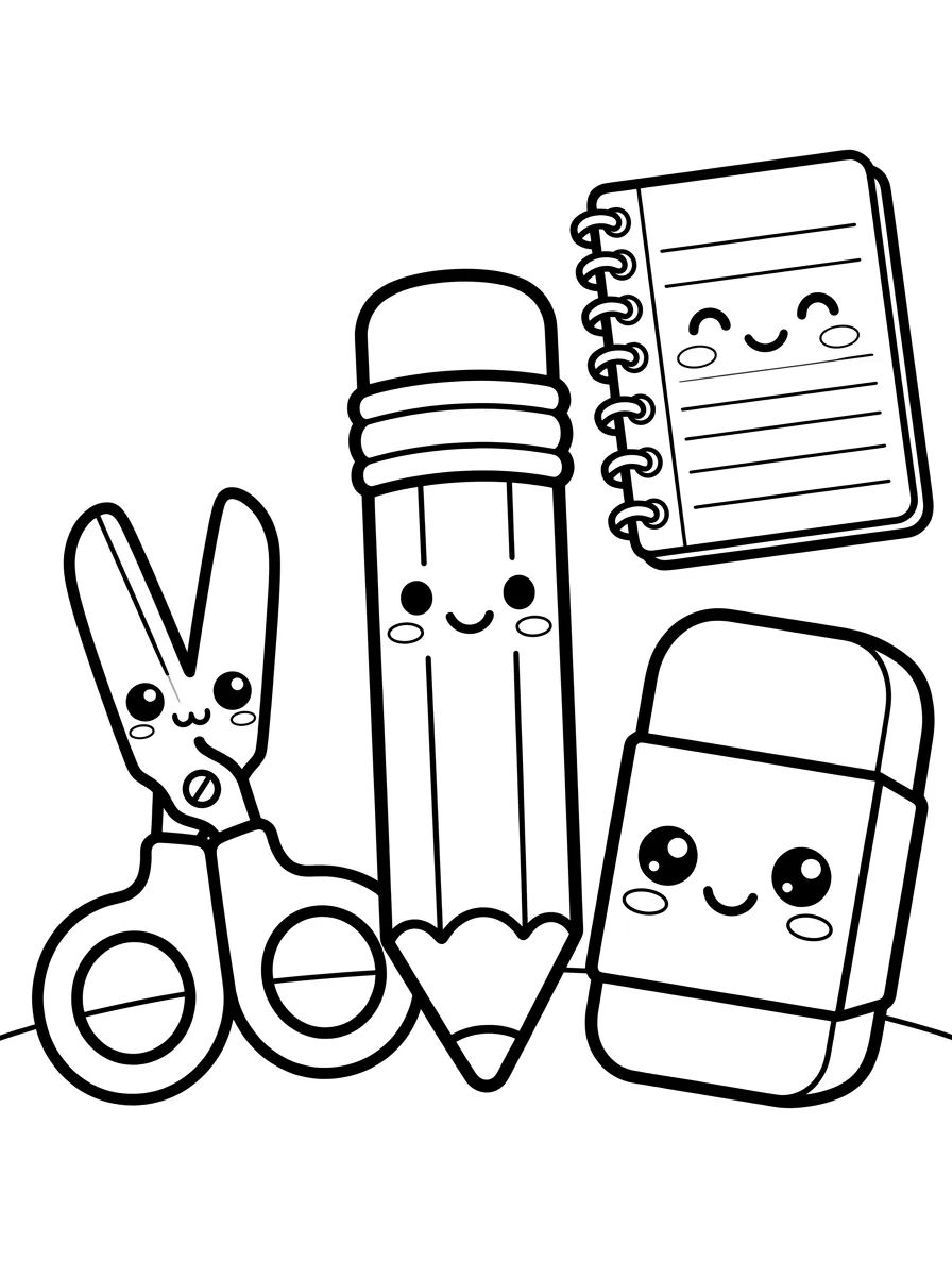 Adesivos de Material Escolar para colorir Desenho de Adesivos de Material Escolar para colorir e imprimir grátis