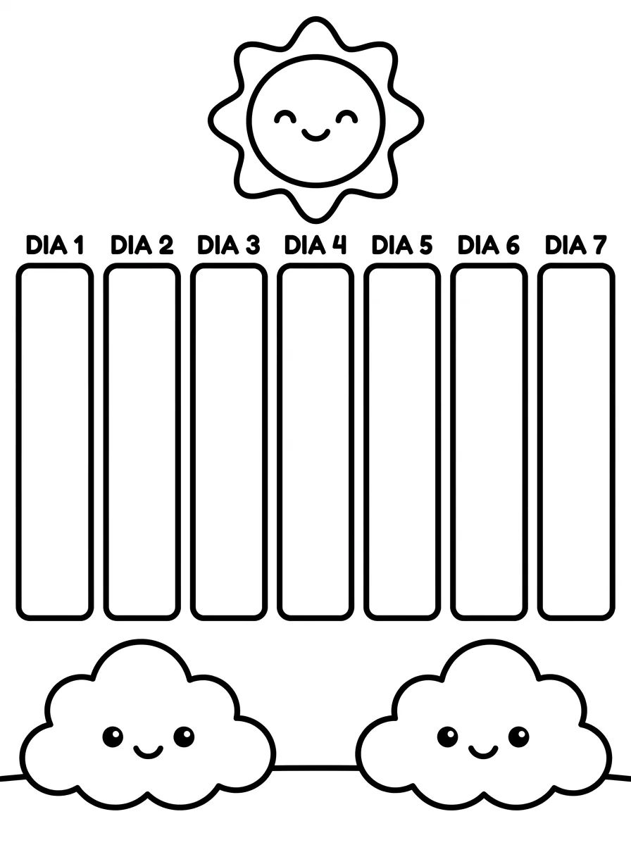 Página de Planner Semanal Fofo para colorir Desenho de Página de Planner Semanal Fofo para colorir e imprimir grátis
