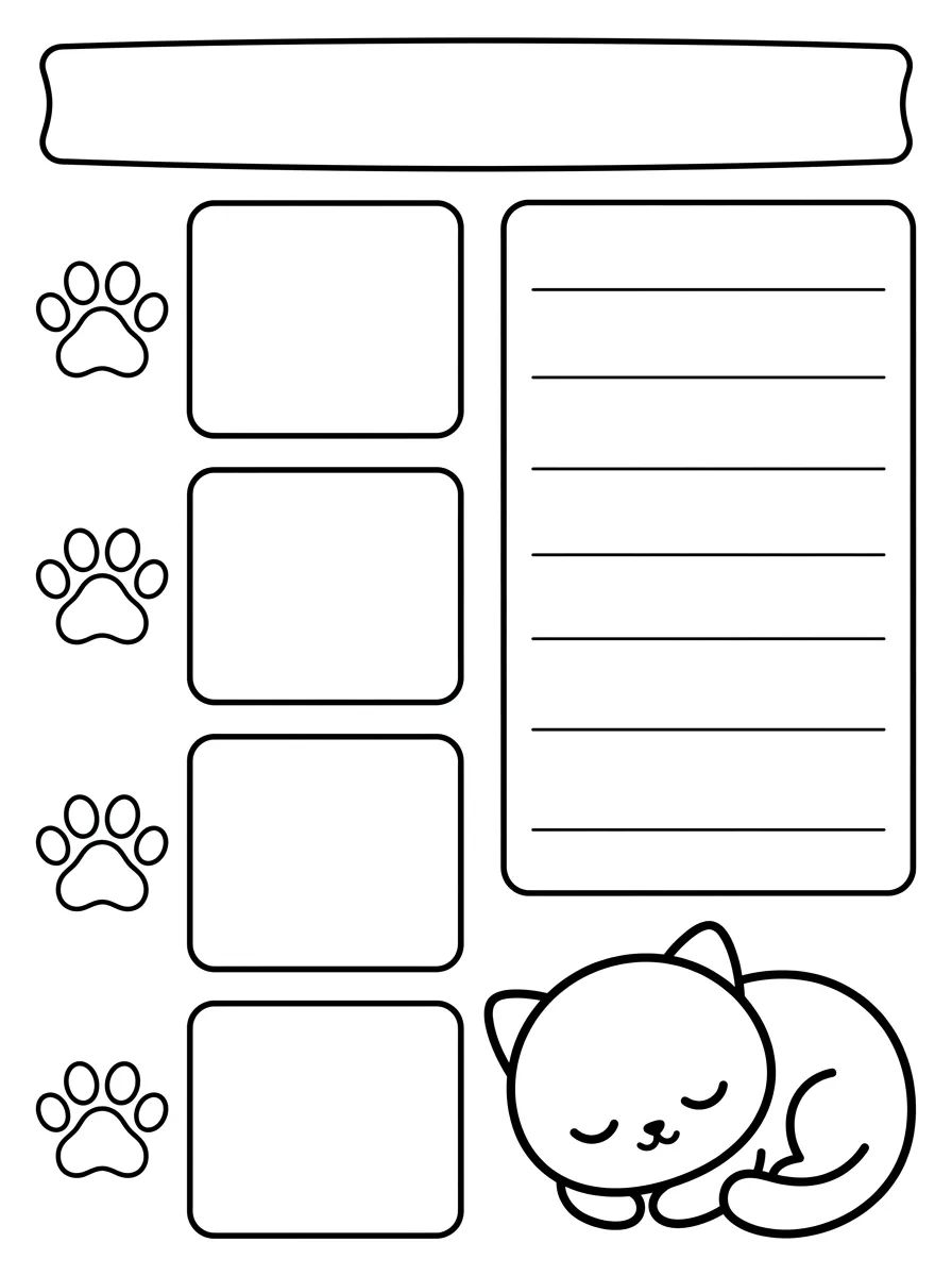 Planner Diário de Tarefas com Gatinho para colorir Desenho de Planner Diário de Tarefas com Gatinho para colorir e imprimir grátis