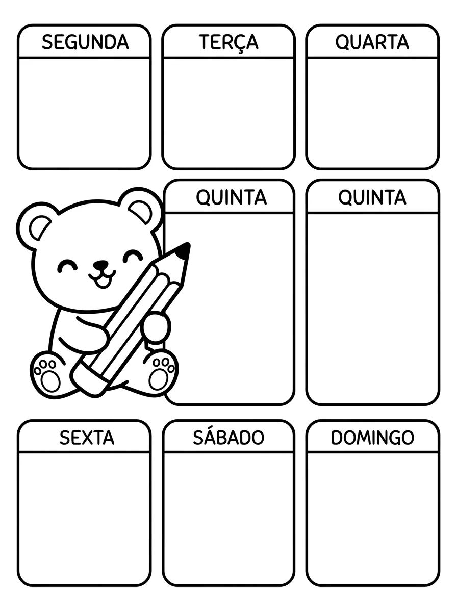 Planeador Semanal del Osito para colorir Desenho de Planeador Semanal del Osito para colorir e imprimir grátis