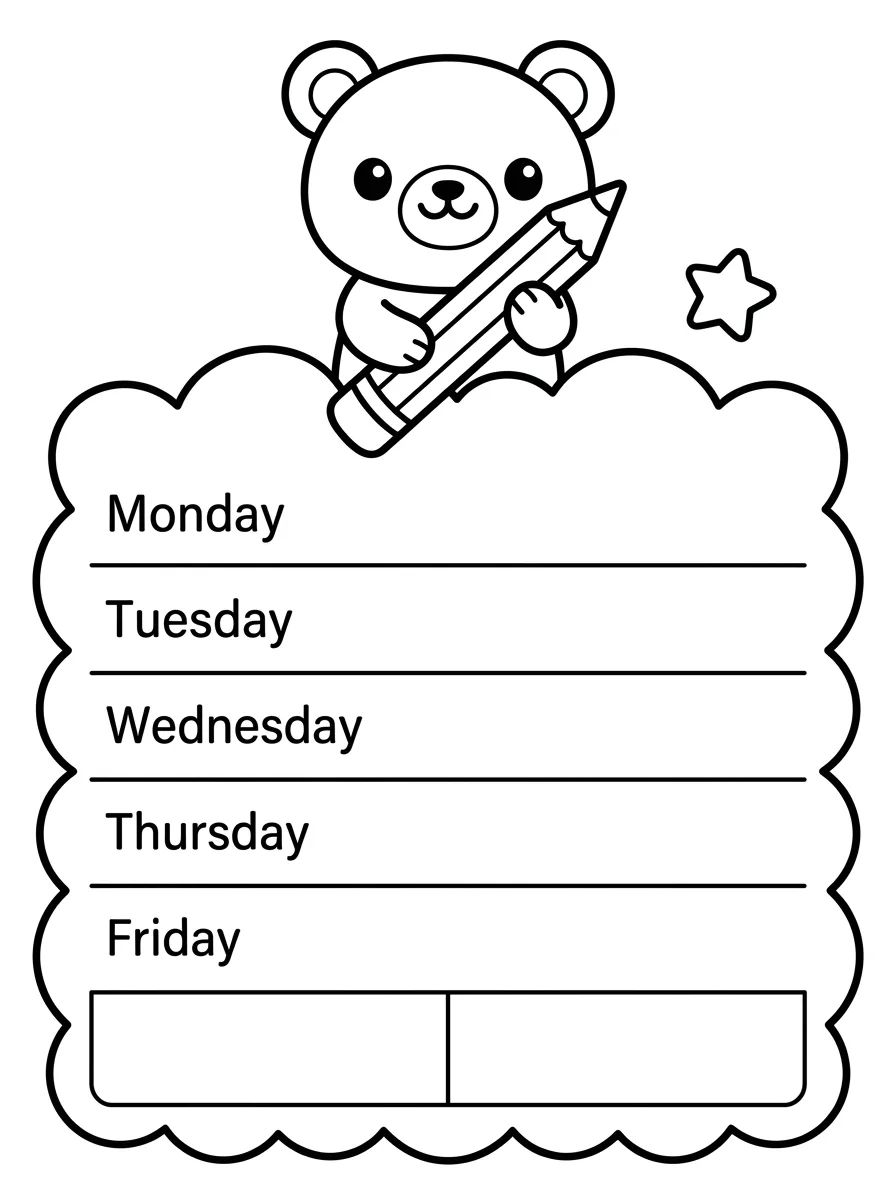 Planner Semanal Fofinho para colorir Desenho de Planner Semanal Fofinho para colorir e imprimir grátis