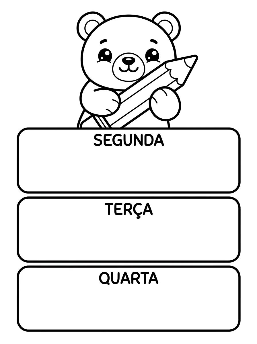Planner Semanal Fofo com Bichinhos para colorir Desenho de Planner Semanal Fofo com Bichinhos para colorir e imprimir grátis