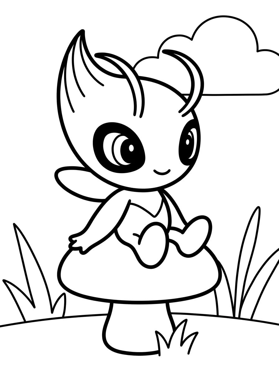 Celebi Fofinho na Floresta para colorir Desenho de Celebi Fofinho na Floresta para colorir e imprimir grátis