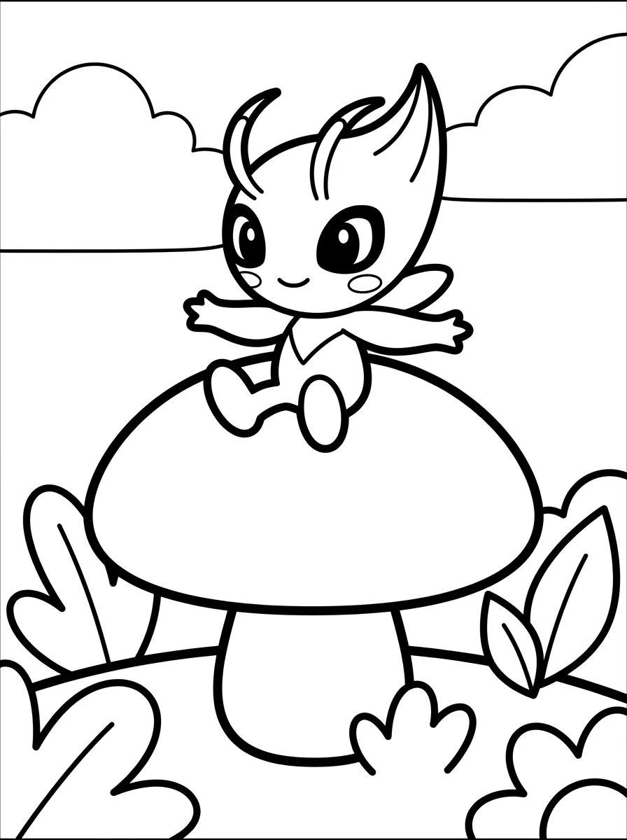Celebi Fofinho na Natureza para colorir Desenho de Celebi Fofinho na Natureza para colorir e imprimir grátis