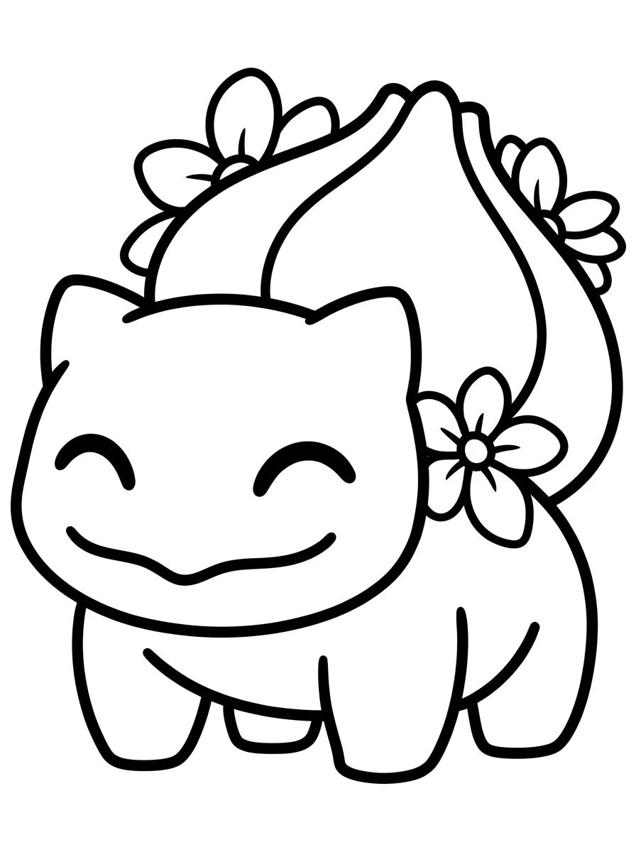 Bulbasaur Fofo com Flor para colorir Desenho de Bulbasaur Fofo com Flor para colorir e imprimir grátis