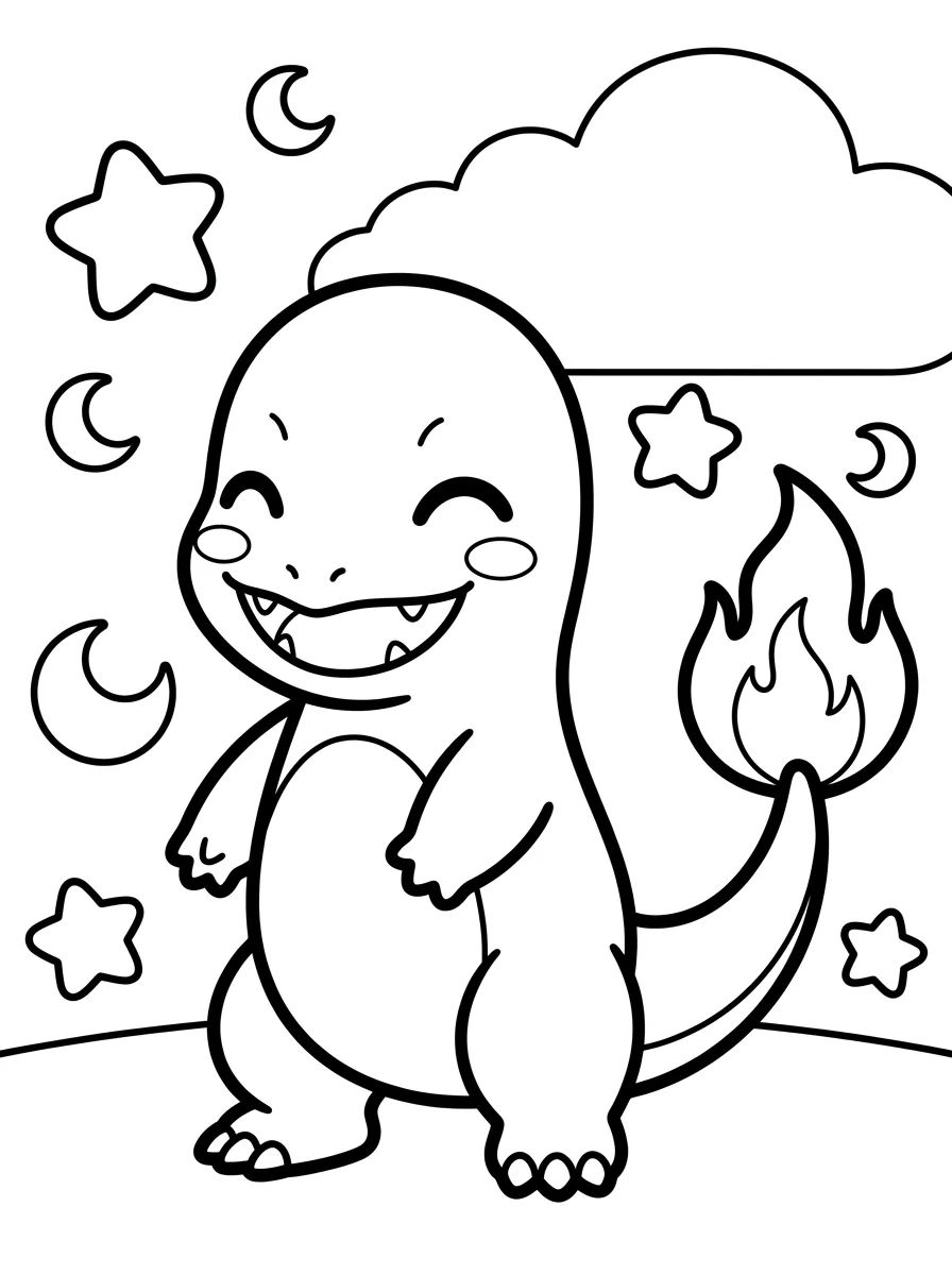 Charmander Feliz para colorir Desenho de Charmander Feliz para colorir e imprimir grátis