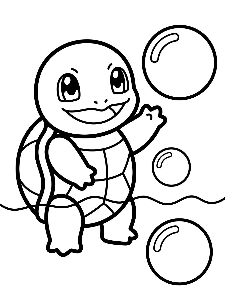Squirtle Alegre na Água para colorir Desenho de Squirtle Alegre na Água para colorir e imprimir grátis