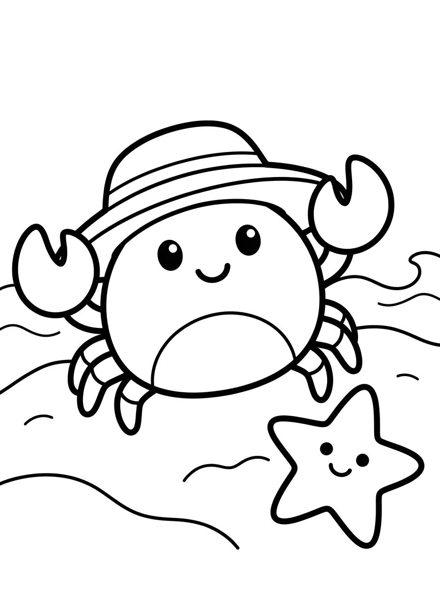 Caranguejo Feliz na Areia para colorir Desenho de Caranguejo Feliz na Areia para colorir e imprimir grátis