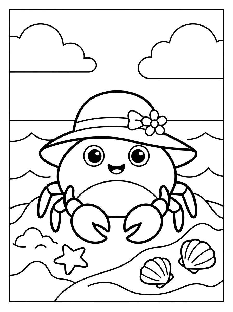 Caranguejo Fofinho na Areia para colorir Desenho de Caranguejo Fofinho na Areia para colorir e imprimir grátis