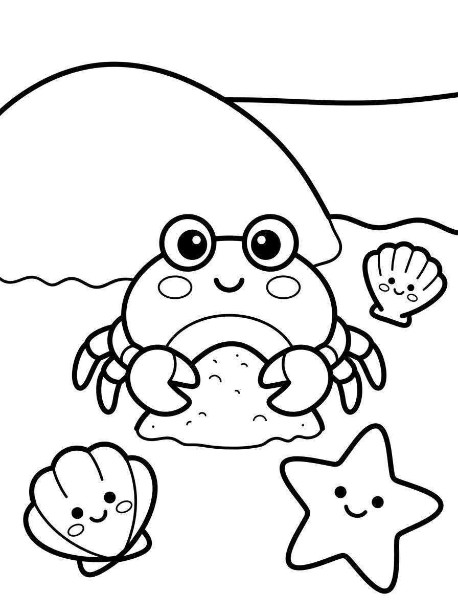 Caranguejo Fofo na Areia para colorir Desenho de Caranguejo Fofo na Areia para colorir e imprimir grátis