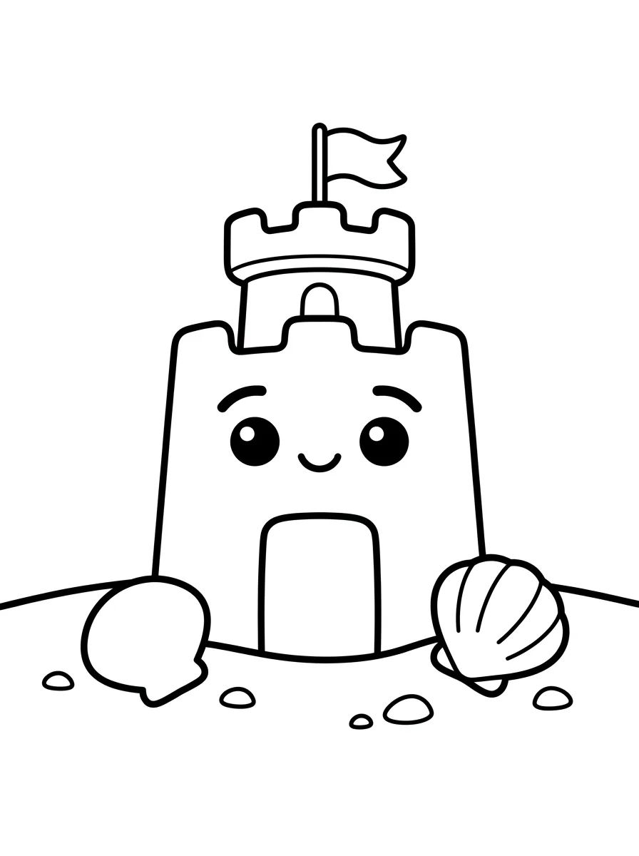 Castelo de Areia Fofo para colorir Desenho de Castelo de Areia Fofo para colorir e imprimir grátis