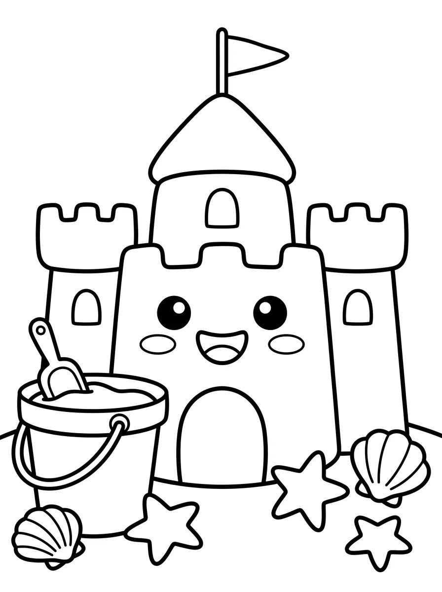 Castelo de Areia Fofo para colorir Desenho de Castelo de Areia Fofo para colorir e imprimir grátis