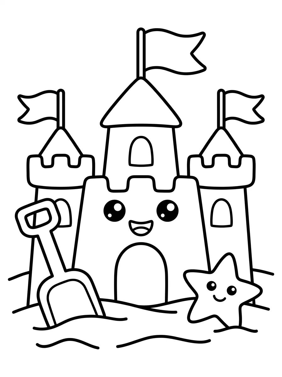 Coleção de desenhos para colorir: Praia e Areia Fofos