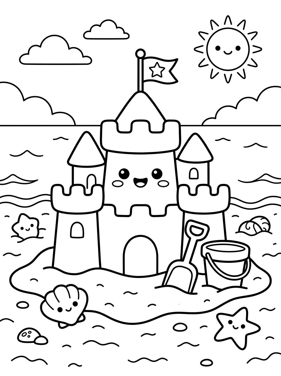 Desenhos de Praia e Areia para Colorir