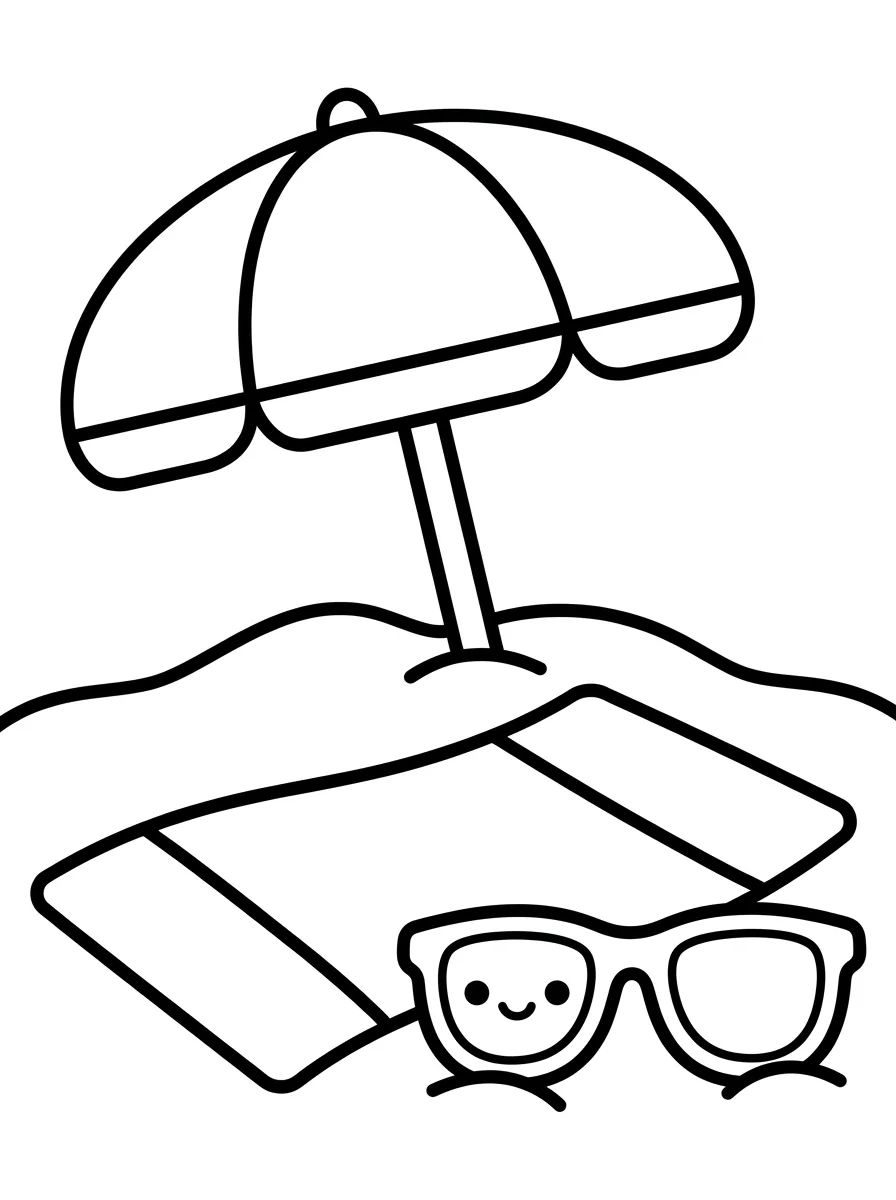 Guarda-Sol na Areia para colorir Desenho de Guarda-Sol na Areia para colorir e imprimir grátis