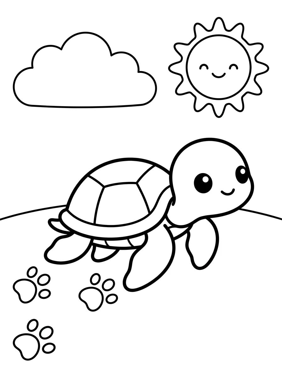 Tartaruga Bebê na Areia para colorir Desenho de Tartaruga Bebê na Areia para colorir e imprimir grátis