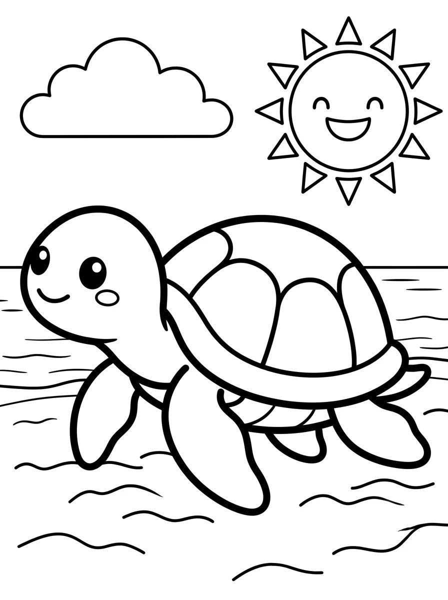Tartaruga Marinha na Areia para colorir Desenho de Tartaruga Marinha na Areia para colorir e imprimir grátis