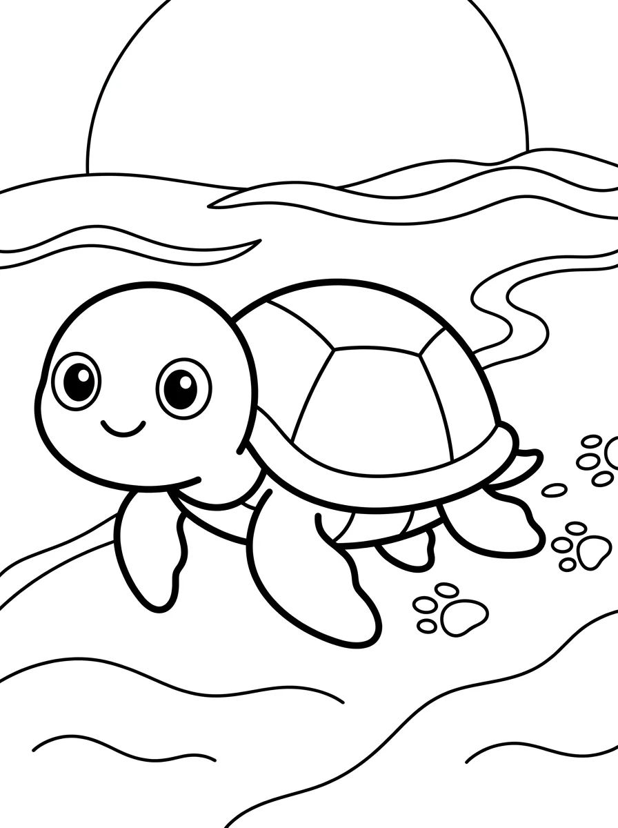 Tartaruguinha Caminhando na Areia para colorir Desenho de Tartaruguinha Caminhando na Areia para colorir e imprimir grátis