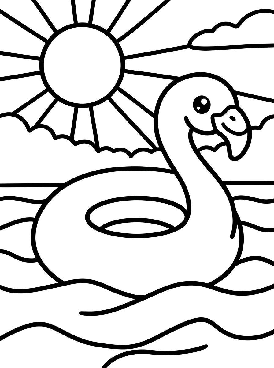 Boia de Flaminginho na Piscina para colorir Desenho de Boia de Flaminginho na Piscina para colorir e imprimir grátis