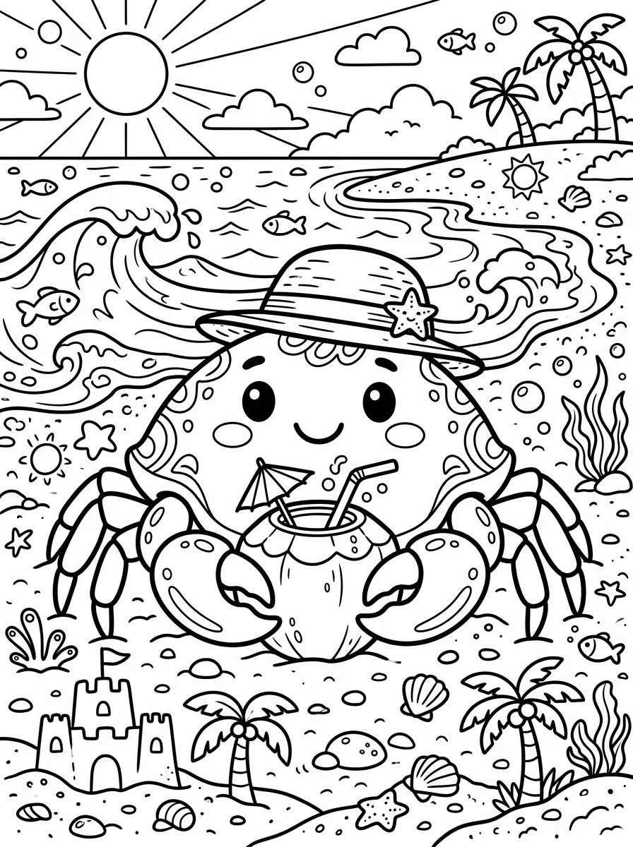 Caranguejinho com Água de Coco para colorir Desenho de Caranguejinho com Água de Coco para colorir e imprimir grátis