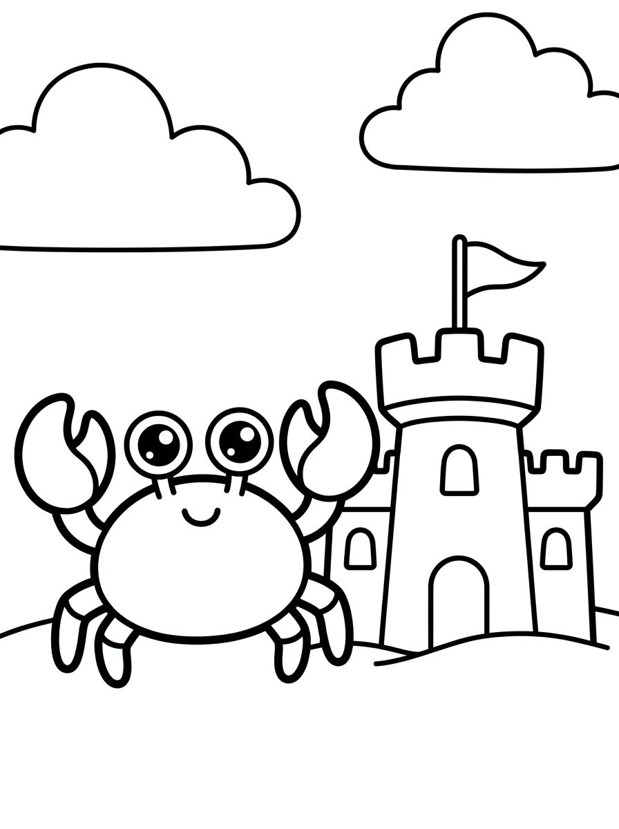 Caranguejinho no Castelo de Areia para colorir Desenho de Caranguejinho no Castelo de Areia para colorir e imprimir grátis