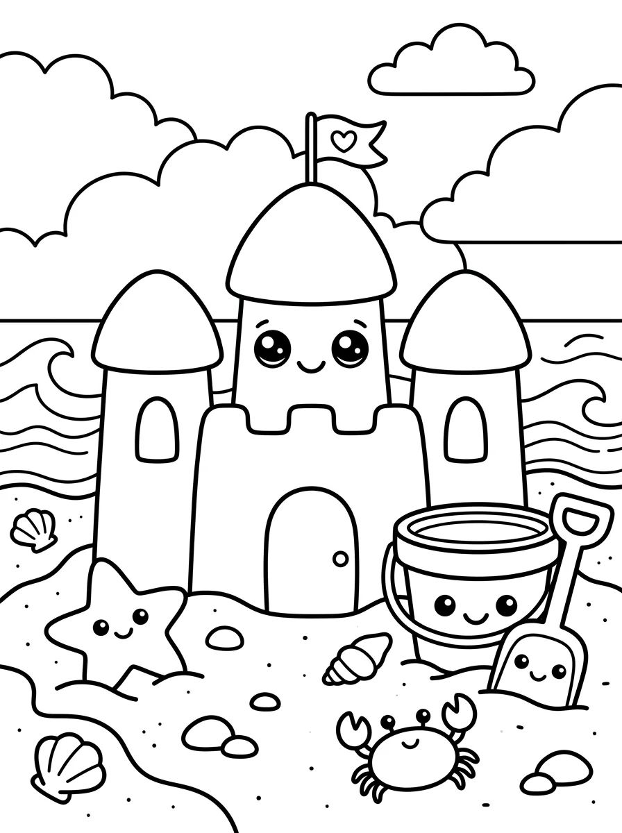 Desenhos de Praia e Verão para Colorir
