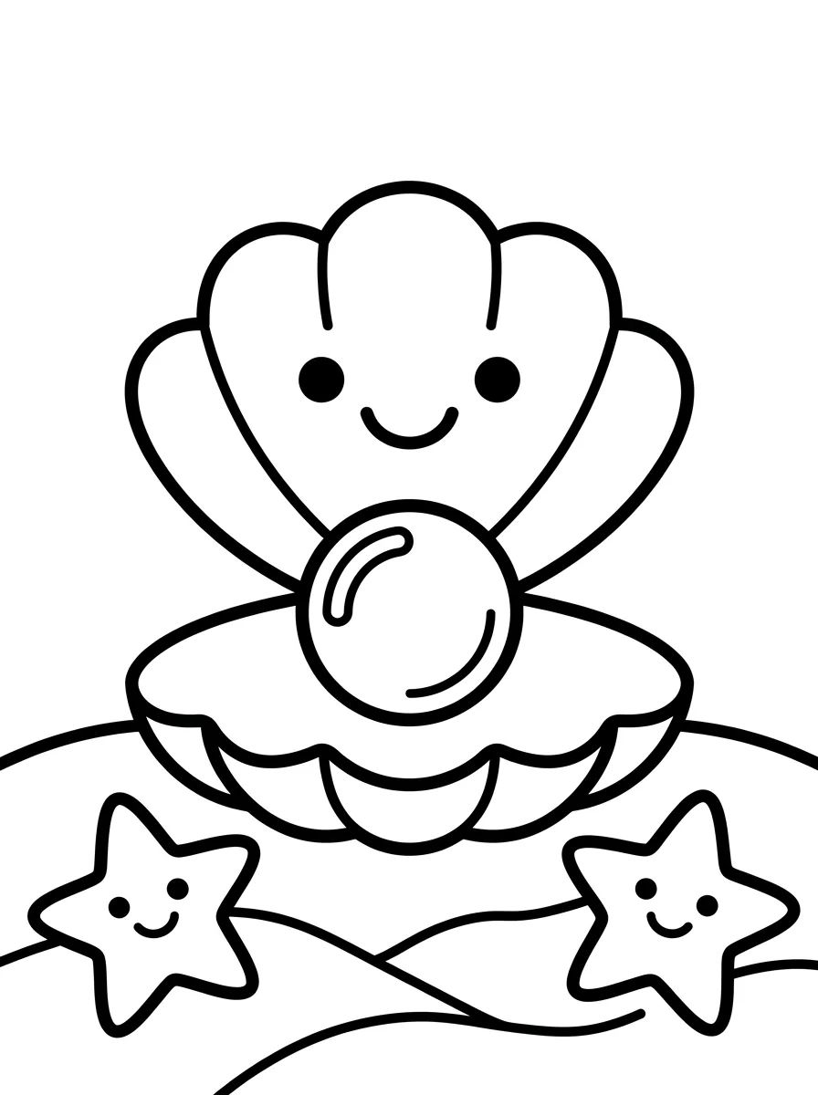 Conchinha Sorridente com Pérola para colorir Desenho de Conchinha Sorridente com Pérola para colorir e imprimir grátis