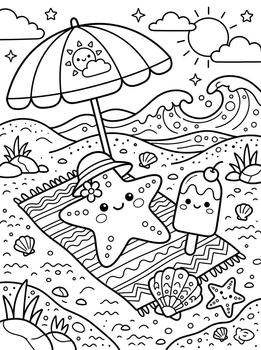 Estrela do Mar e Picolé para colorir Desenho de Estrela do Mar e Picolé para colorir e imprimir grátis