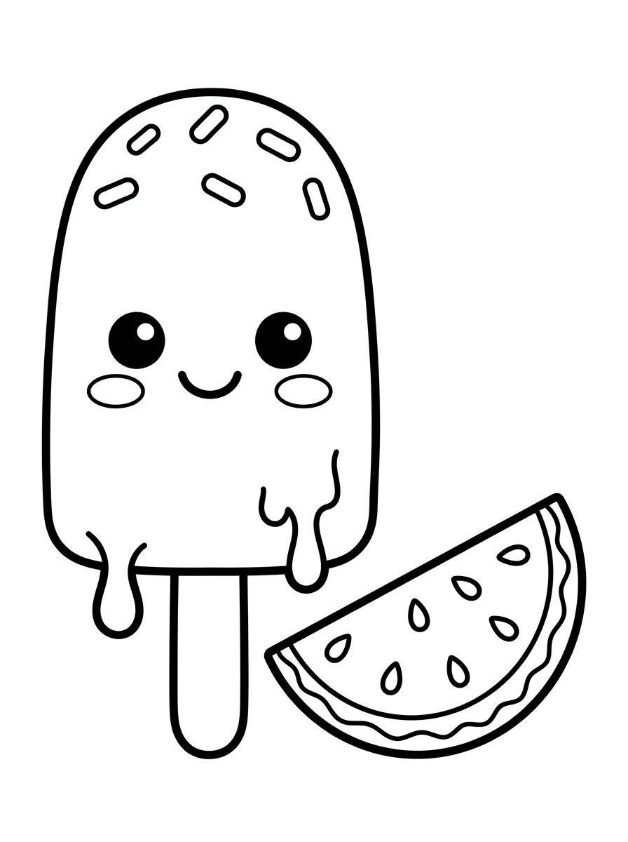 Picolé de Verão Fofo para colorir Desenho de Picolé de Verão Fofo para colorir e imprimir grátis