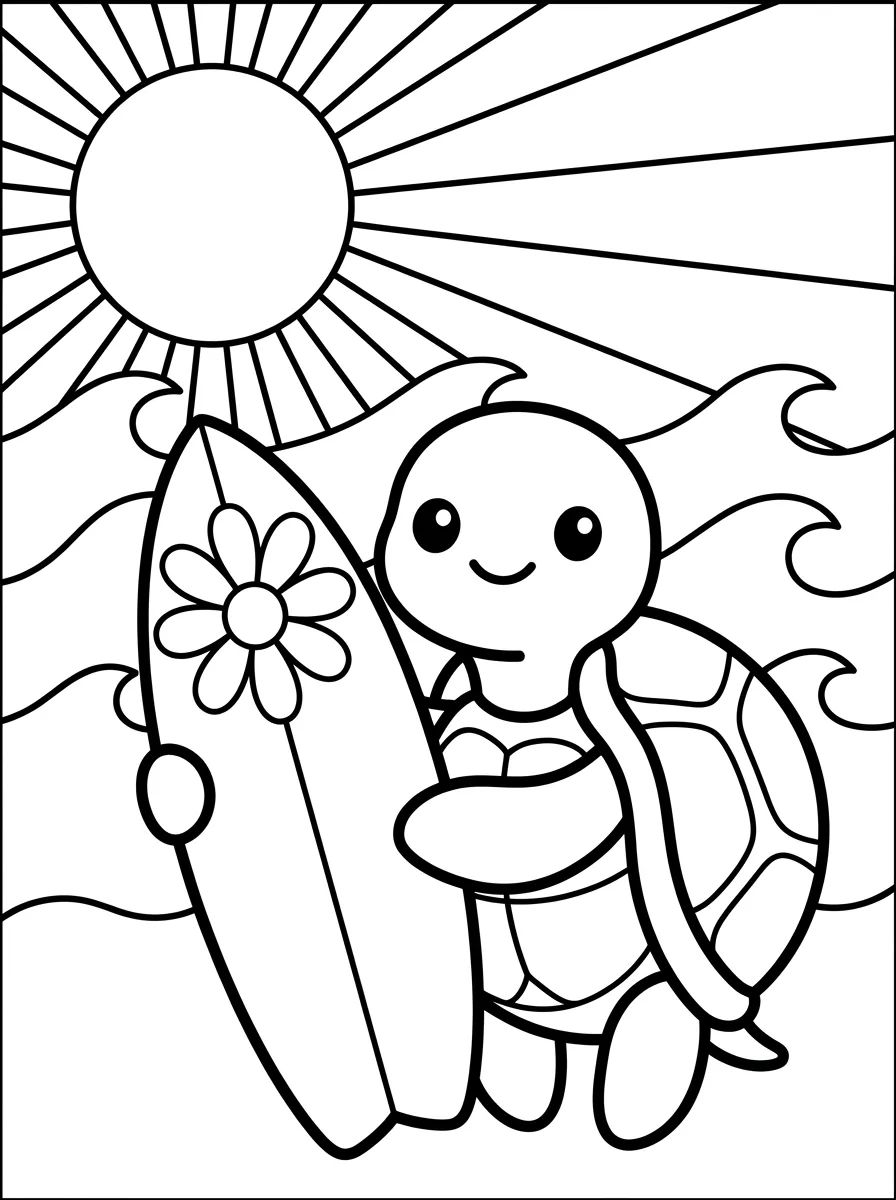 Tortuguita Surfista para colorir Desenho de Tortuguita Surfista para colorir e imprimir grátis