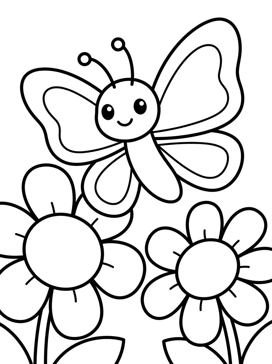 Borboleta Fofa no Jardim para colorir Desenho de Borboleta Fofa no Jardim para colorir e imprimir grátis