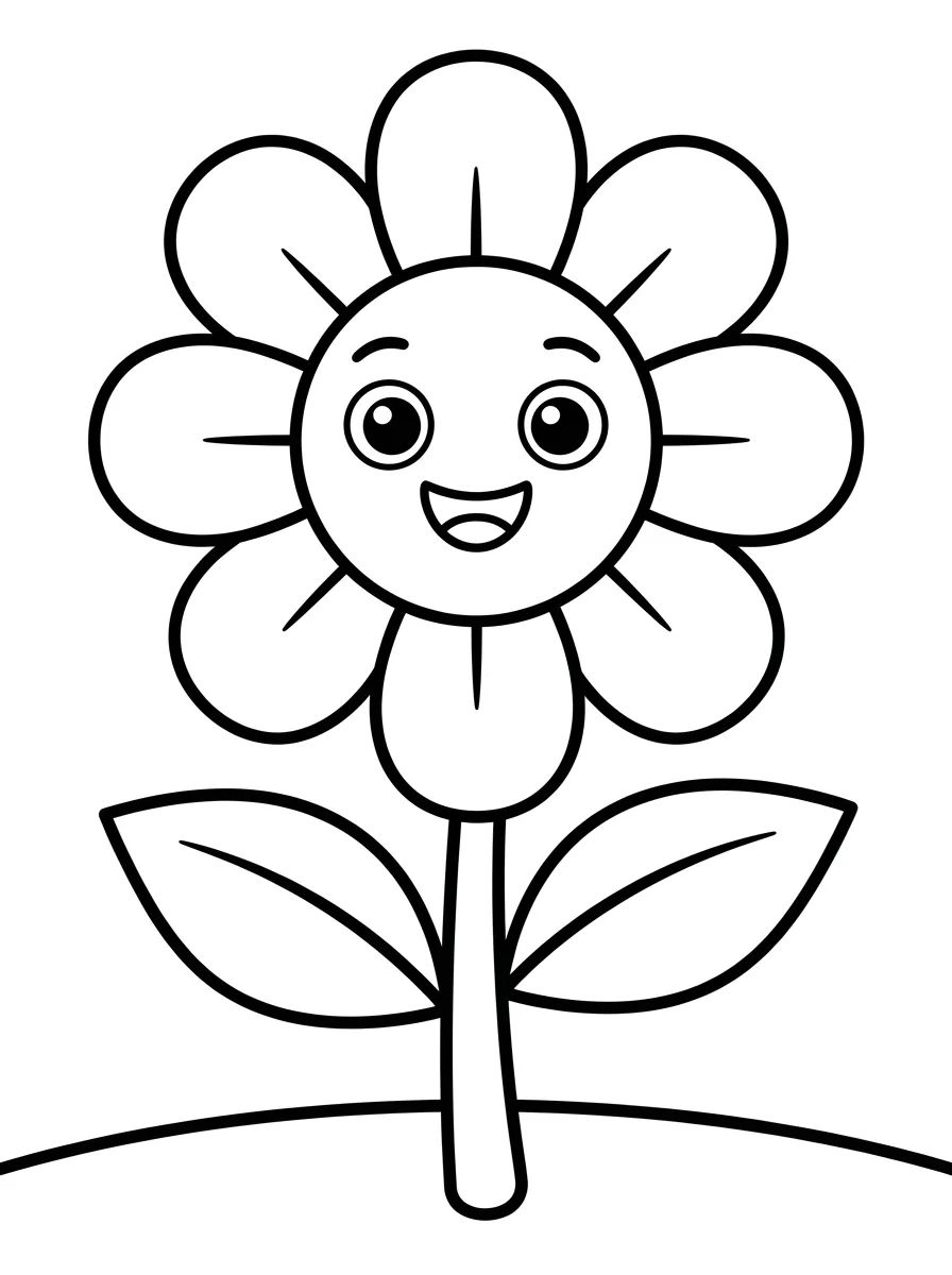 Florzinha Kawaii Sorridente para colorir Desenho de Florzinha Kawaii Sorridente para colorir e imprimir grátis