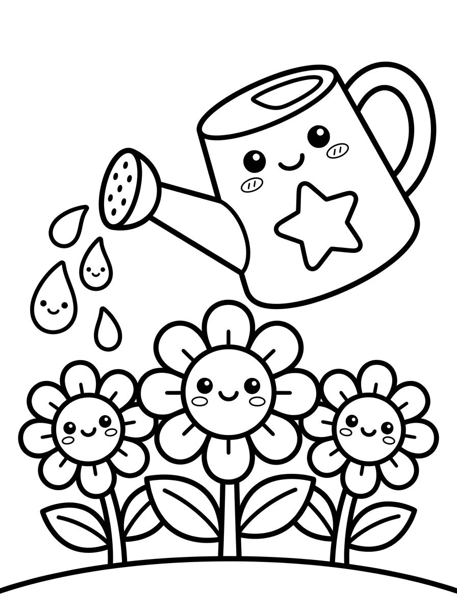 Regador Mágico com Flores para colorir Desenho de Regador Mágico com Flores para colorir e imprimir grátis