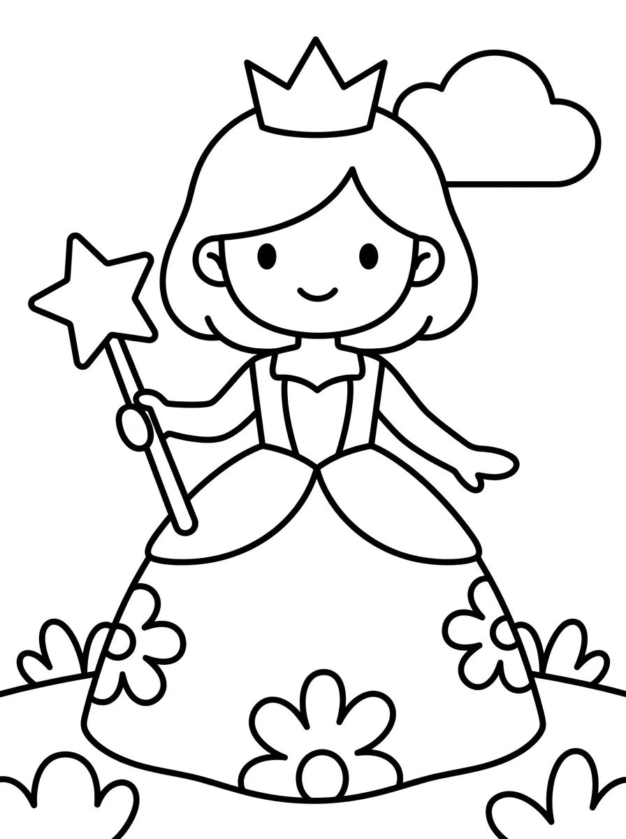 Princesa com Vestido de Flores para colorir Desenho de Princesa com Vestido de Flores para colorir e imprimir grátis