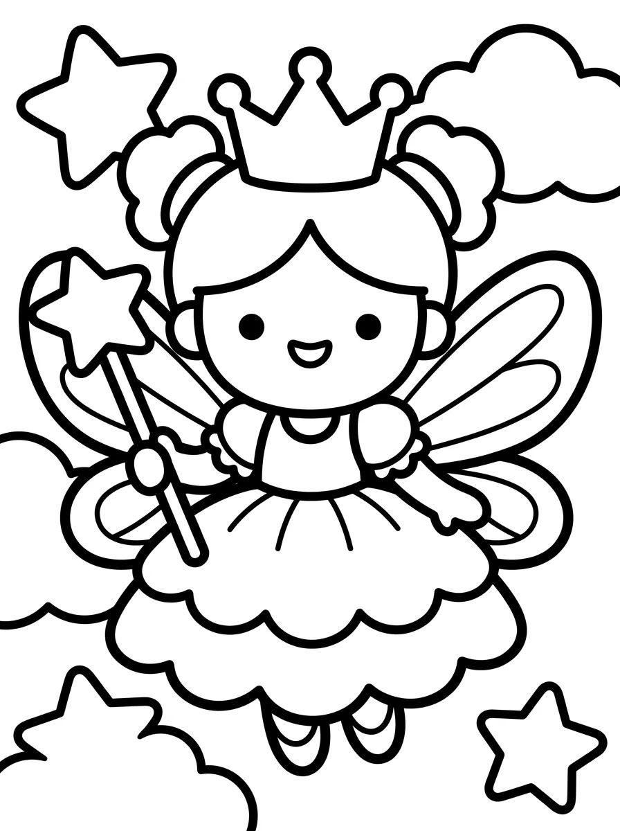 Princesa Fada com Varinha Mágica para colorir Desenho de Princesa Fada com Varinha Mágica para colorir e imprimir grátis