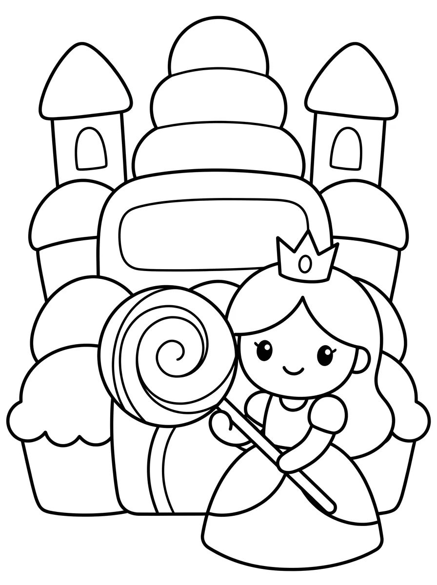 Princesa no Castelo de Doces para colorir Desenho de Princesa no Castelo de Doces para colorir e imprimir grátis