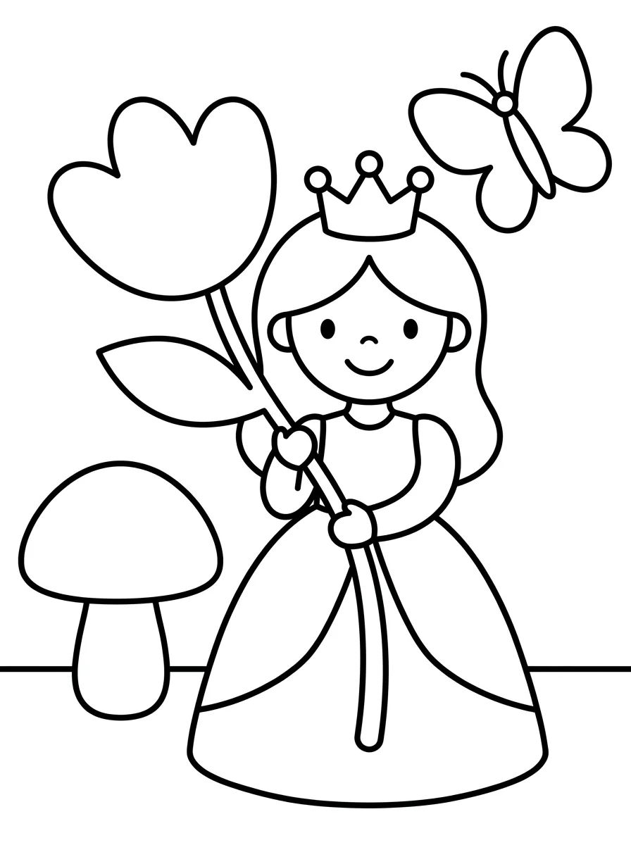 Princesa no Jardim para colorir Desenho de Princesa no Jardim para colorir e imprimir grátis