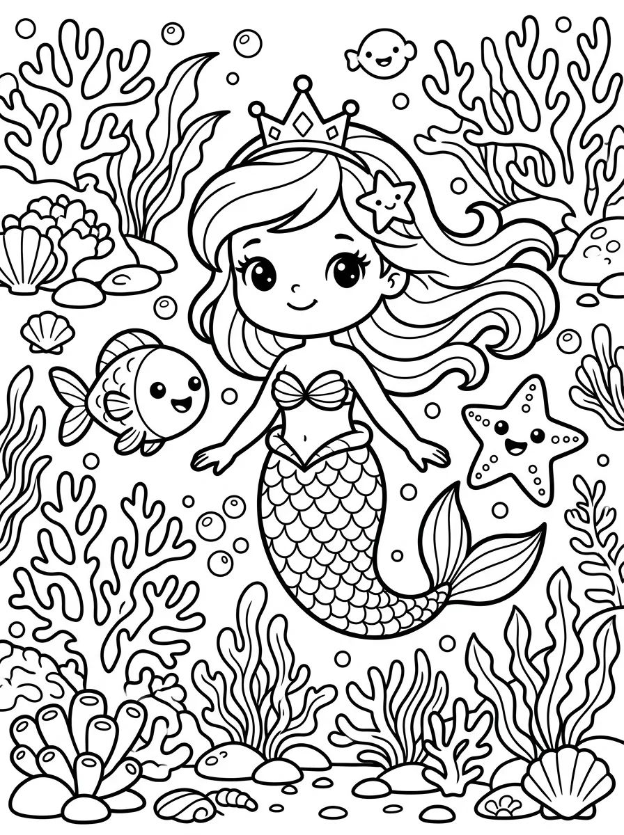Mermaid Princess and Friends para colorir Desenho de Mermaid Princess and Friends para colorir e imprimir grátis