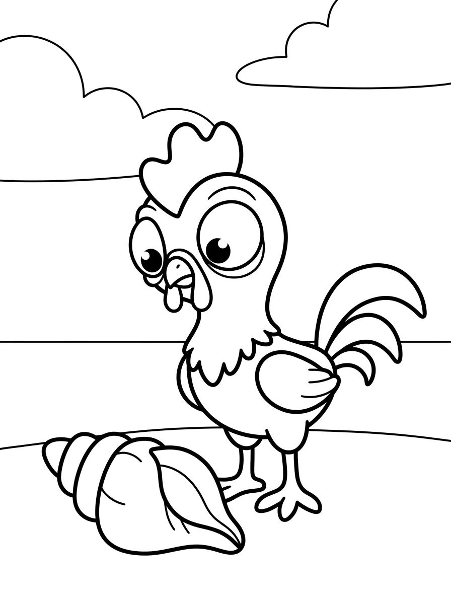 Hei Hei Confuso com uma Concha para colorir Desenho de Hei Hei Confuso com uma Concha para colorir e imprimir grátis