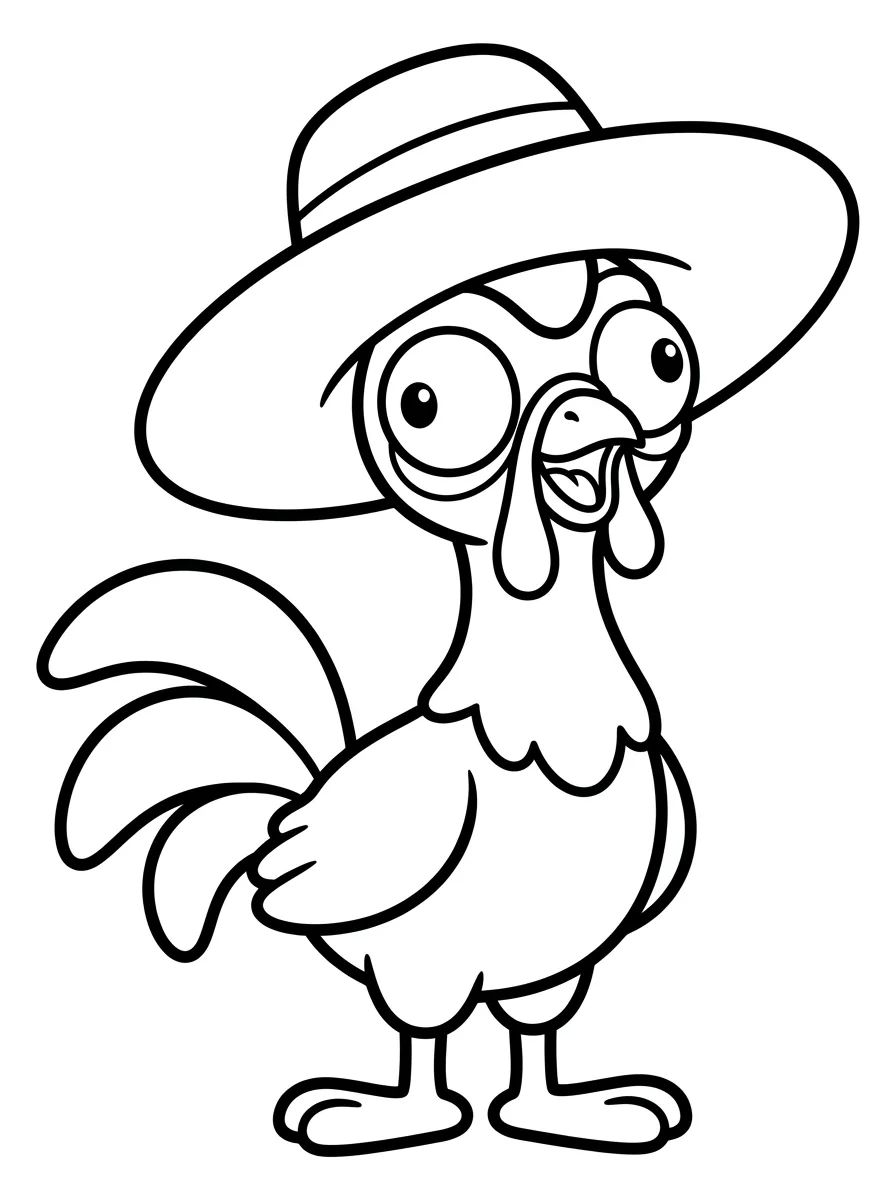Funny Hei Hei in a Straw Hat para colorir Desenho de Funny Hei Hei in a Straw Hat para colorir e imprimir grátis