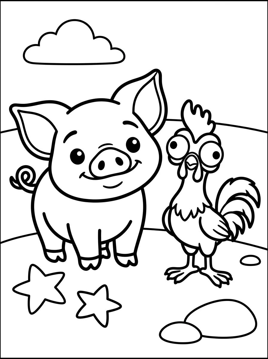 Capa da coleção Desenhos de Pua e Hei Hei para Colorir