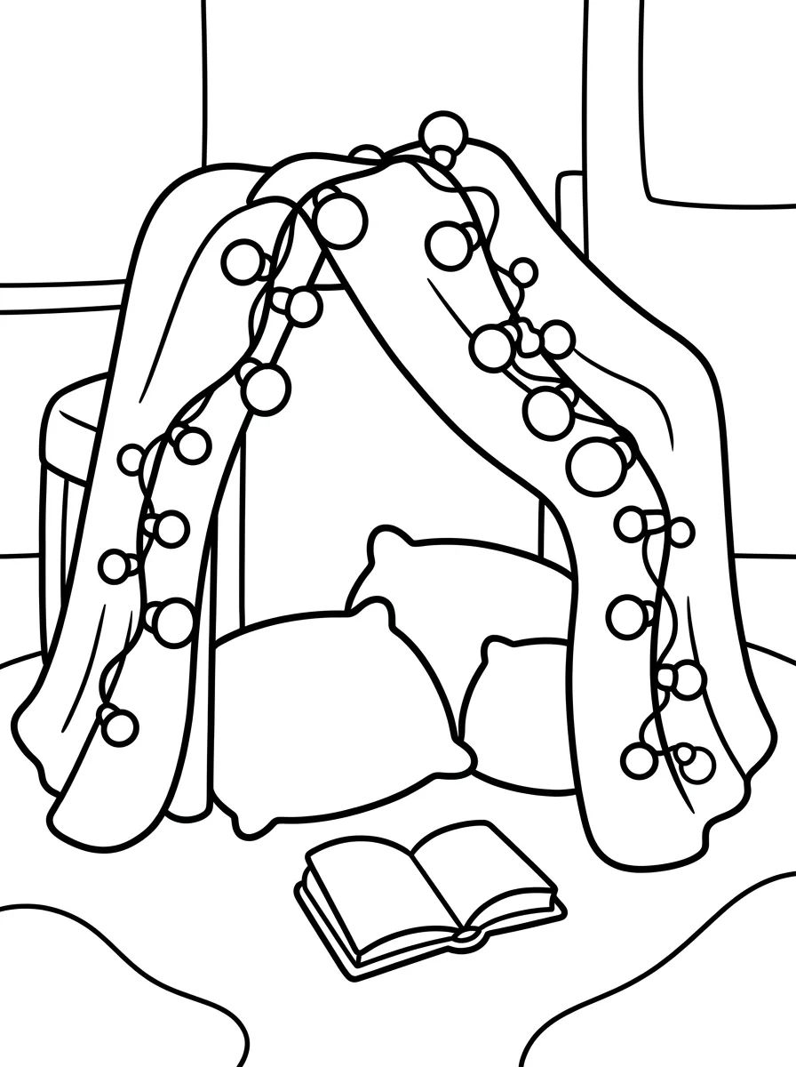 Cabana de Lençol e Pisca-Pisca para colorir Desenho de Cabana de Lençol e Pisca-Pisca para colorir e imprimir grátis