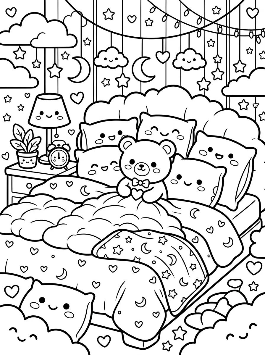 Quarto Aconchegante para Colorir