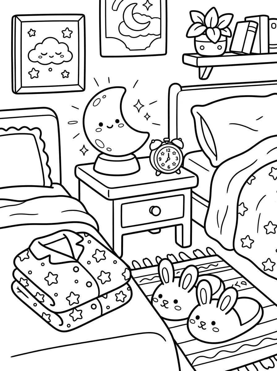 Pantufas de Coelhinho e Pijama para colorir Desenho de Pantufas de Coelhinho e Pijama para colorir e imprimir grátis