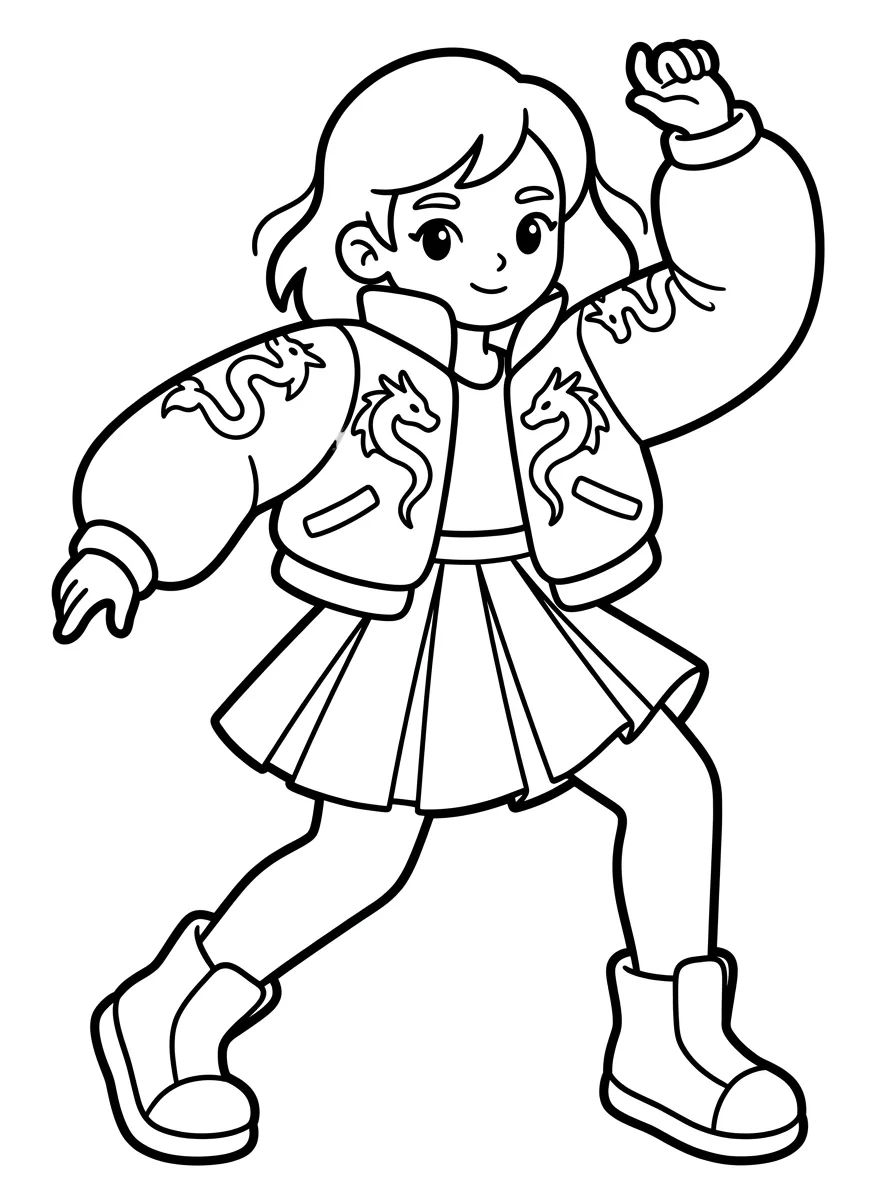 Coleção de desenhos para colorir: Roupas de Guerreiras K-Pop