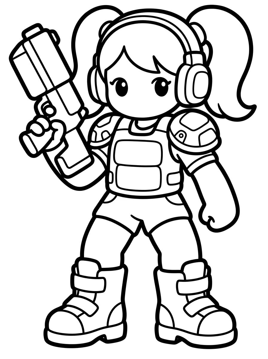 Look Cyberpunk de Combate para colorir Desenho de Look Cyberpunk de Combate para colorir e imprimir grátis