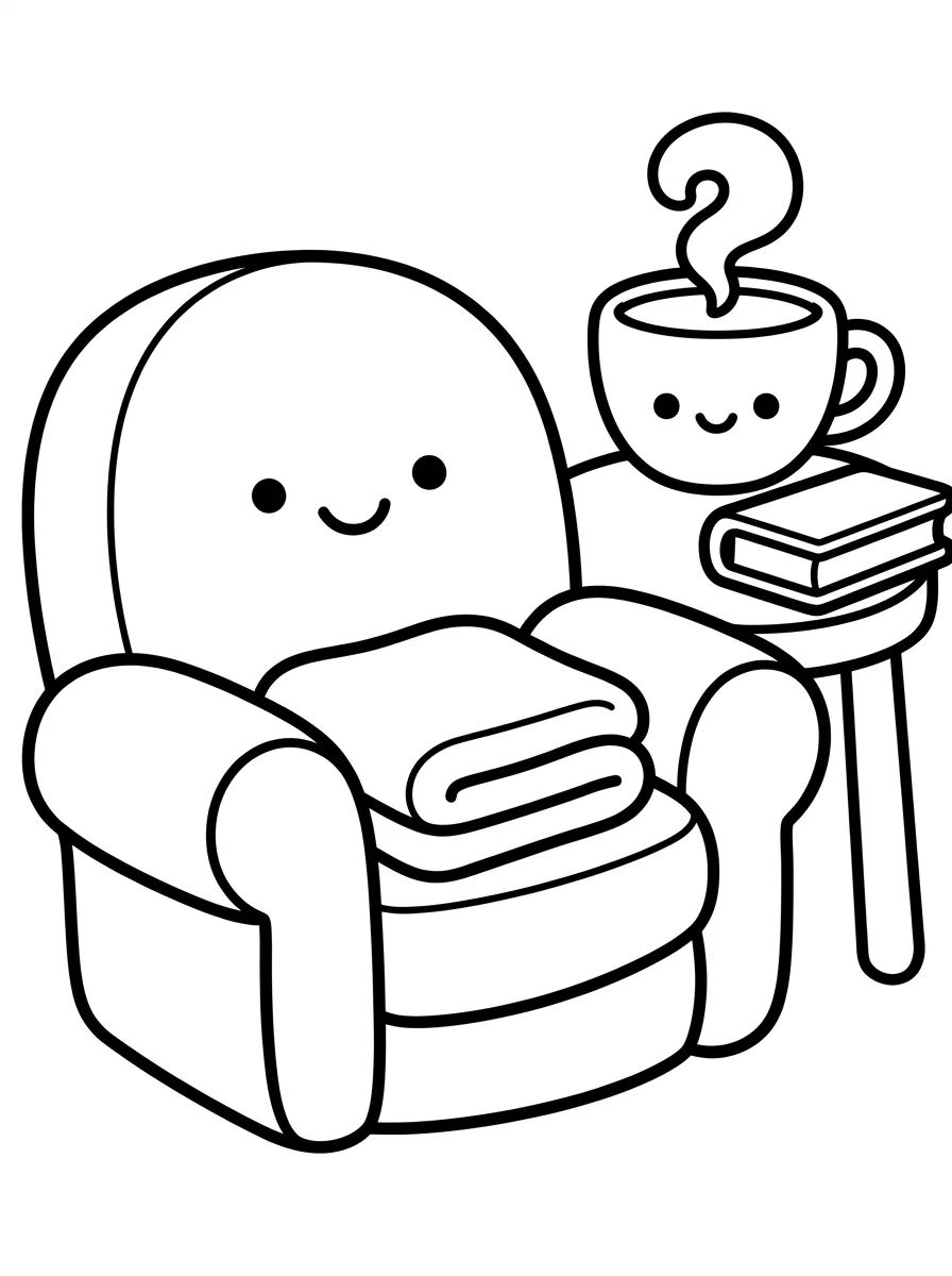 Armchair and Warm Tea para colorir Desenho de Armchair and Warm Tea para colorir e imprimir grátis