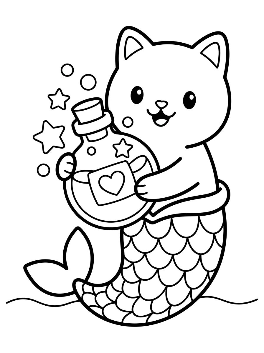Sereiata com Potinho Mágico de Poção para colorir Desenho de Sereiata com Potinho Mágico de Poção para colorir e imprimir grátis
