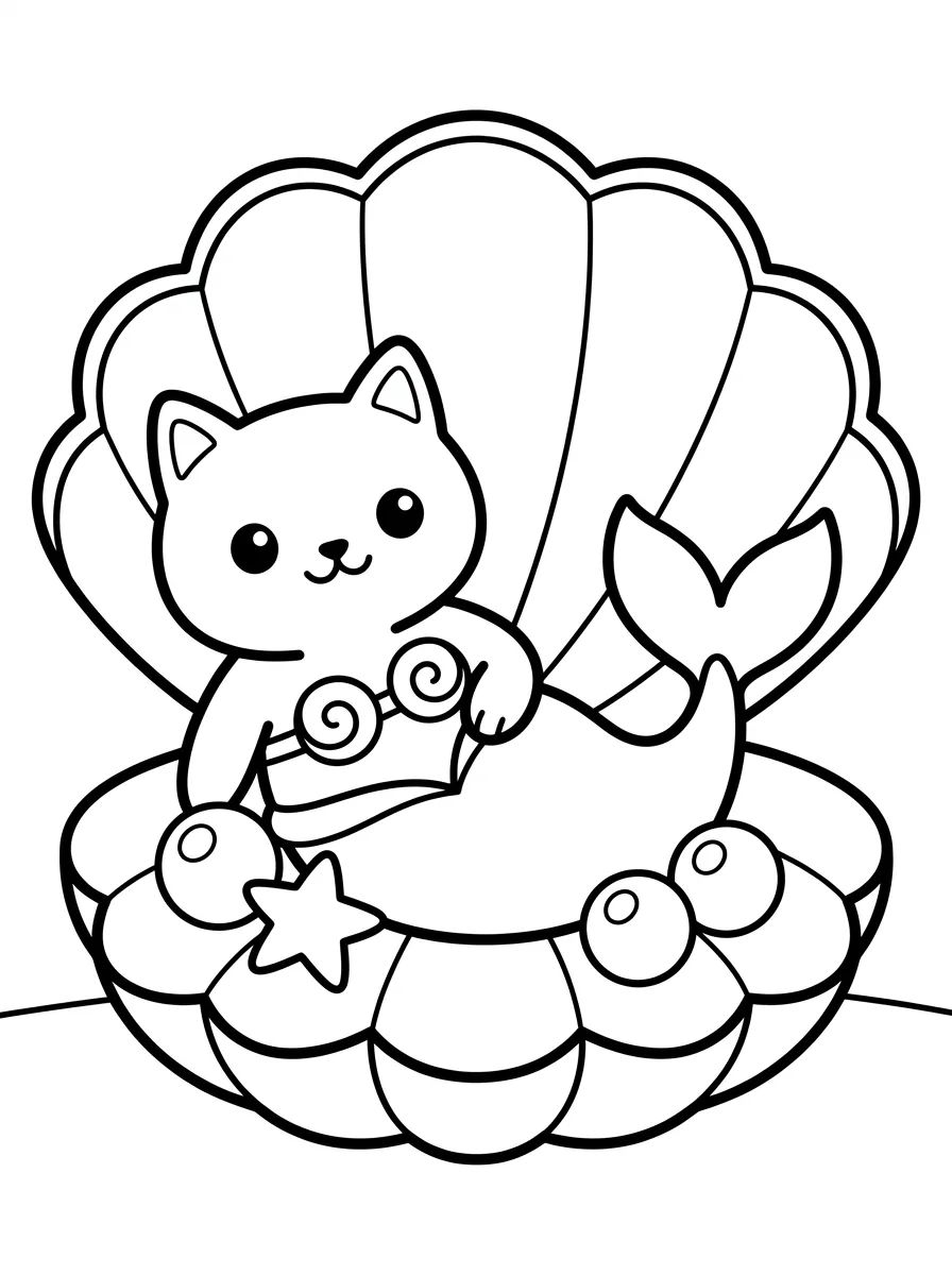 Sereiata Descansando em uma Concha para colorir Desenho de Sereiata Descansando em uma Concha para colorir e imprimir grátis